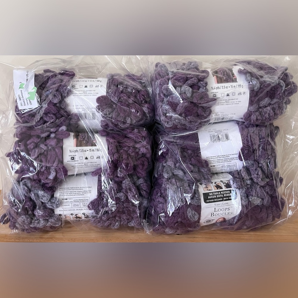6 Skeins Yarn Laine Boucles Loops AUBERGINE 3.5oz/16.4yds Each NWT